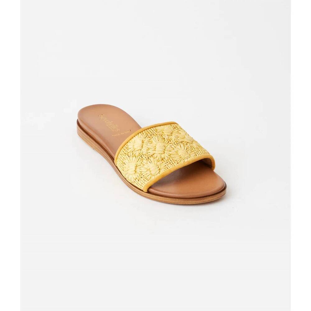 NEW SEYCHELLES women's dakota flower raffia slides in yellow